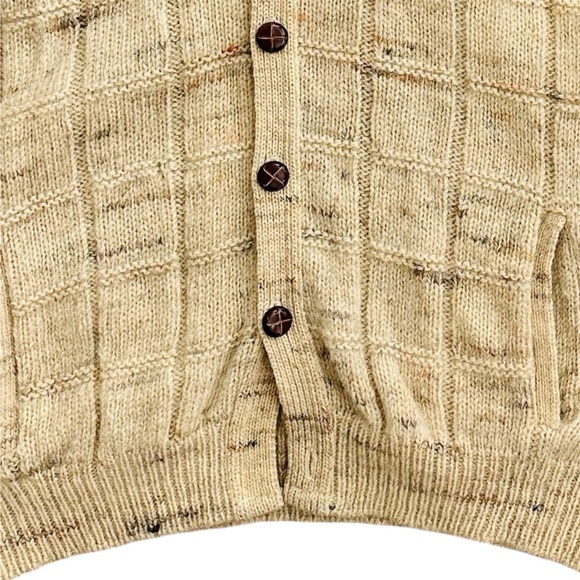 Vintage Pendleton Men's Wool Knit Cardigan Beige Plaid Button Front size XL - Picture 7 of 12